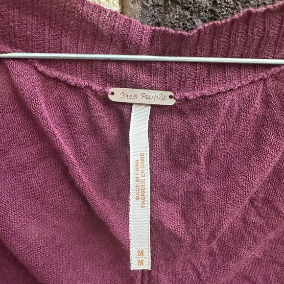 Free People short sleeve cardigan wrap tie sweater (plum purple) (size medium) - Picture 3 of 7